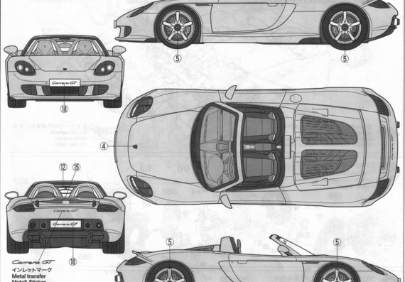 Porsche Carrera GT (Порше Каррера ГТ) - чертежи (рисунки) автомобиля